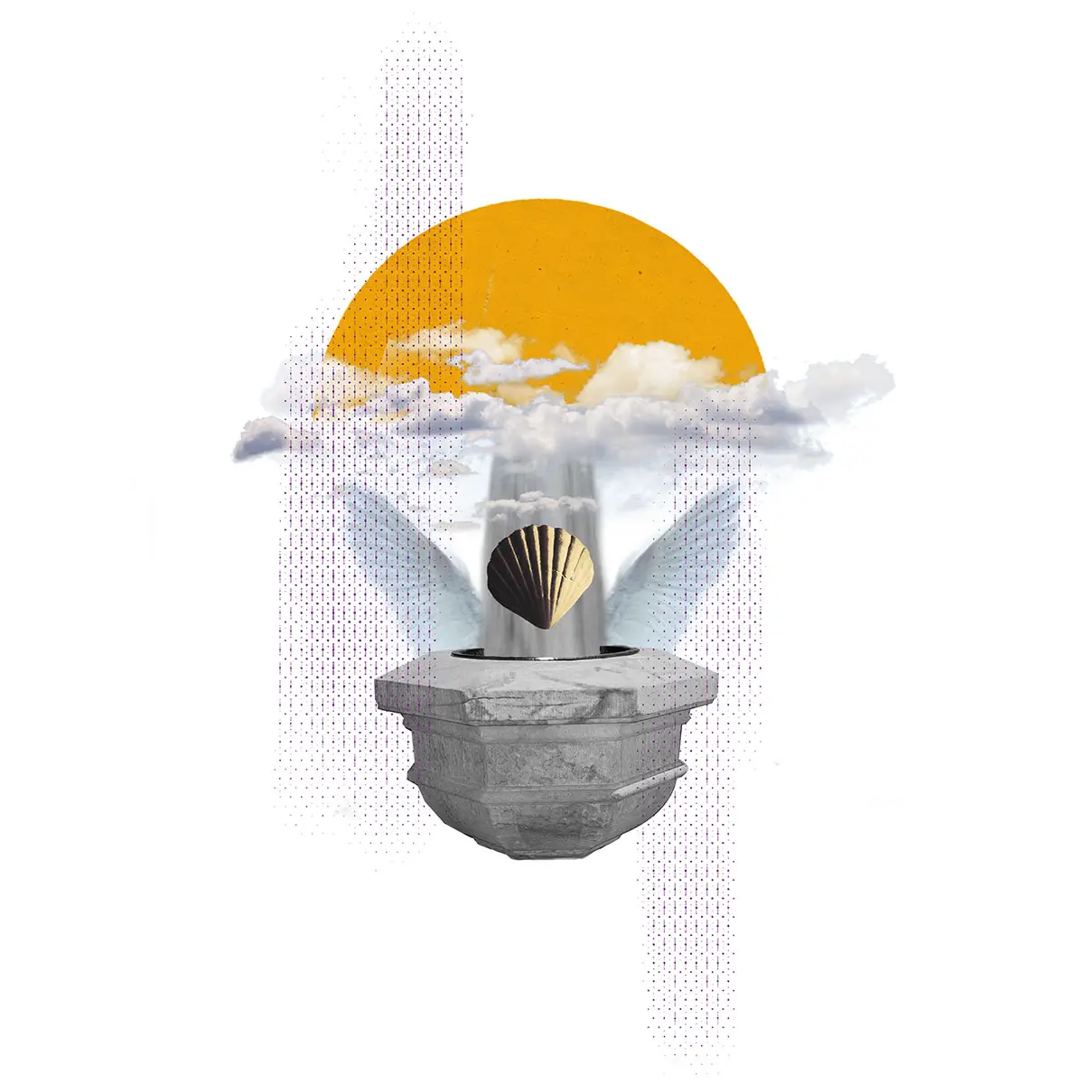 Symbol chrztu świętego – woda spływająca na chrzcielnicę w parafii franciszkanów w Zielonej Górze.