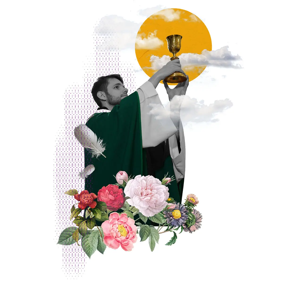 Kapłan wznoszący kielich podczas Mszy Świętej w klasztorze franciszkanów w Zielonej Górze – sakrament Eucharystii.